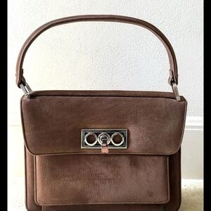Tano Suede Brown Vintage Top-Handle Purse